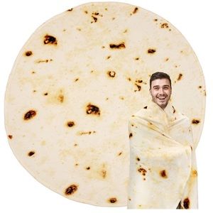 60” Tortilla Burrito Round Throw Blanket Comfortable Flannel Reversible